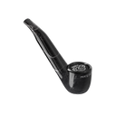 Pype Pro Battery in glossy black with marble texture, sculpted design featuring a long mouthpiece, round bowl with emblem, and MYSTER... branding.