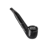 Pype Pro Battery in glossy black with marble texture, sculpted design featuring a long mouthpiece, round bowl with emblem, and MYSTER... branding.