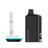 SlickBox V2 510 Battery: Two-piece vaporizer with branded rechargeable mod and refillable pod/coil cartridge, featuring LCD display and multiple voltage settings.