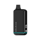 SlickBox V2 510 Battery: A glossy black, pocket-sized vape with OLED screen, built-in mouthpiece, teal accent, and MYSTER branding vertically.