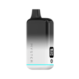 SlickBox V2 510 Battery - pocket-sized vape with LCD display, vertical MYSTER print, teal LED base, mouthpiece, and 100% battery indicator on screen.