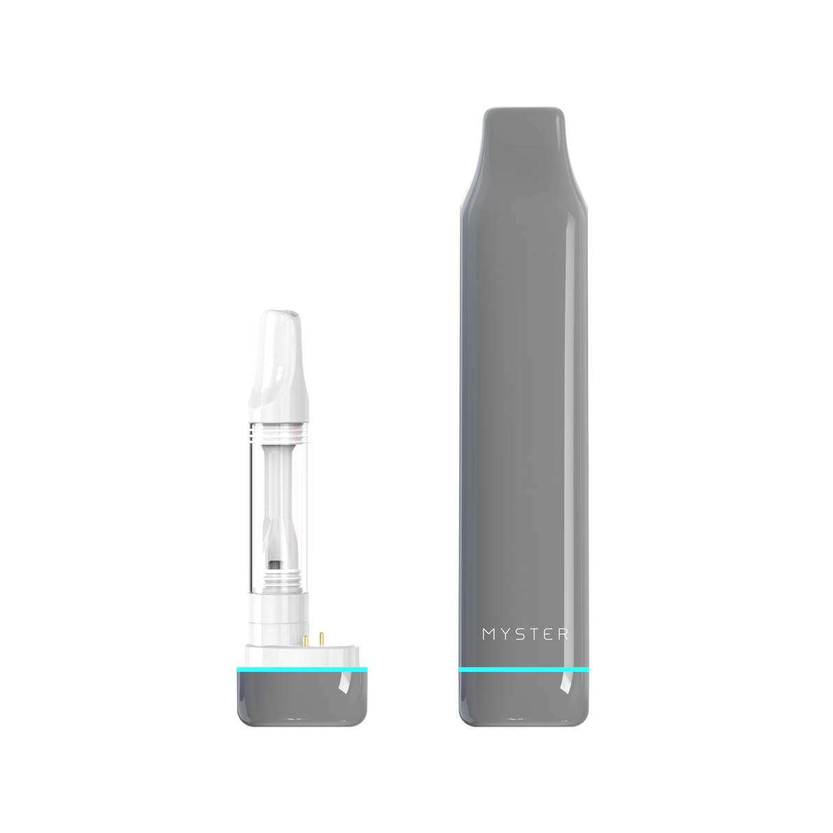 SlickStick Slim 510 Battery with a clear cartridge, showcasing its sleek, minimalist grey design with a teal accent, ideal for discreet vaping.