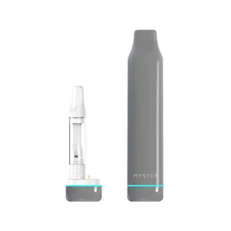 SlickStick Slim 510 Battery with a clear cartridge, showcasing its sleek, minimalist grey design with a teal accent, ideal for discreet vaping.