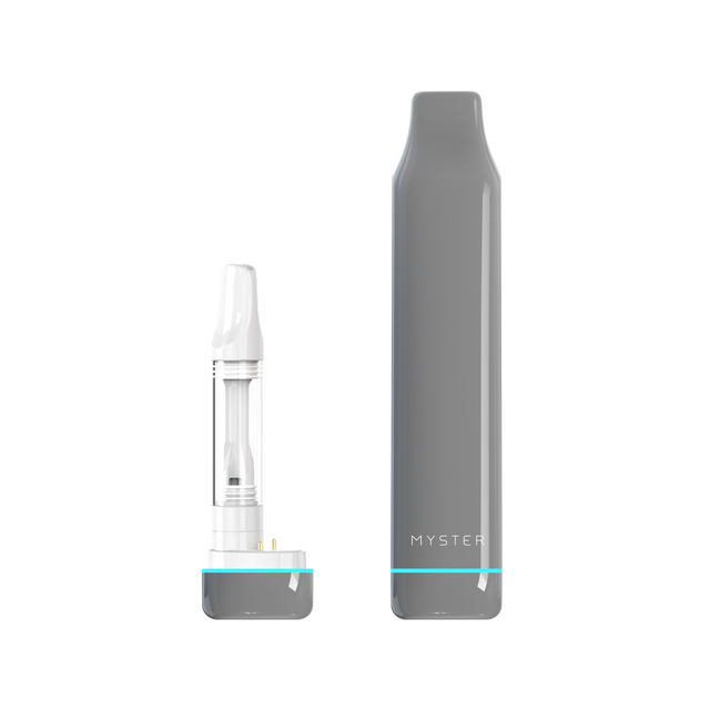 SlickStick Slim 510 Battery with a clear cartridge, showcasing its sleek, minimalist grey design with a teal accent, ideal for discreet vaping.