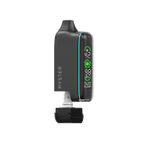 MYSTER SPACEBOX 510 Battery vape device, featuring a black pod system with removable cartridge, mouthpiece, and vertical LED display for voltage, puff count, and battery level.
