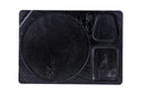 Blazy Susan Dab Tray: Dark-stained wooden serving board with multi-compartment design, featuring wells for main course, sides, and sauces, ideal for organized setups.
