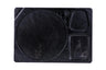 Blazy Susan Dab Tray: Dark-stained wooden serving board with multi-compartment design, featuring wells for main course, sides, and sauces, ideal for organized setups.