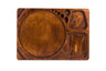 Blazy Susan Dab Tray: Birch wood tray with large circular well, three varied-shaped wells, and five small holes for organized snack serving or item arrangement.