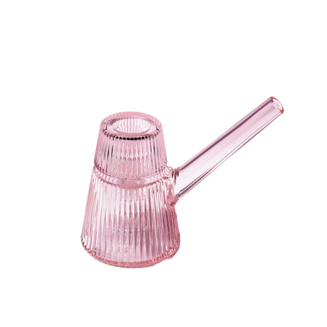 Deco Bubbler in translucent rib-patterned glass, resembling a decorative pitcher with a long spout, showcasing Art Deco elegance and modern precision.