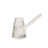 The Deco Bubbler, a sleek glass vessel with ribbed texture and conical design, features a narrow spout and detachable components for easy cleaning.