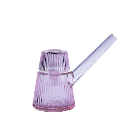 Deco Bubbler with ribbed glass body, straight mouthpiece; combines vintage Art Deco elegance with modern design for smooth, water-filtered smoking experience.