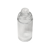 Deco Gravity Bong, a clear, ribbed-glass cocktail shaker style, showcasing vintage Art Deco elegance and modern performance, crafted from premium borosilicate glass for smooth gravity-powered hits.