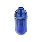 Deco Gravity Bong in cobalt-blue ribbed glass with matching lid; combines Art Deco elegance and modern functionality, crafted from premium borosilicate glass.