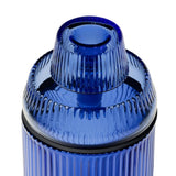 Close-up of the Deco Gravity Bong's ribbed, metallic-blue, insulated shaker-style lid, showcasing its Art Deco-inspired, tiered design, blending vintage elegance with modern functionality.