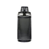Deco Gravity Bong: A cylindrical, rib-textured smoked glass container with matching ribbed lid, showcasing vintage elegance and Art Deco design in premium borosilicate glass.