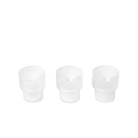 Three identical translucent-white Flower Pots Ashtray Set, featuring a pour-spout notch and cylindrical base, lined up against a white background.