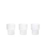 Three translucent white Flower Pot Ashtray Set pieces, stackable with V-notched rims, showcasing minimalist design and sandblasted texture for modern décor.