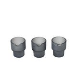 Flower Pots Ashtray Set: Three cylindrical adapters with stepped profiles, designed as stackable ashtrays. Each features a sandblasted exterior and smooth interior for modern functionality.