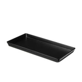 Roseland Tray Set: A sleek, matte black rectangular serving tray with slightly raised edges, crafted from melamine, perfect for minimalist decor and functional use.