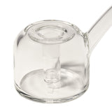 Close-up of the Vesper Bubbler's clear glass housing with an internal down-stem, showcasing modern design for smooth, water-filtered pulls.