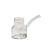 Vesper Bubbler: A clear glass tabletop water pipe with a rounded chamber, downstem, flat bowl, and angled mouthpiece, showcasing modern elegance and functional design.