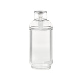 Vesper Gravity Bong: A clear cylindrical glass bottle with matching cap, showcasing elegant design and precision-engineered gravity function for smooth, effortless smoking experiences.
