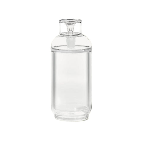Vesper Gravity Bong: A clear cylindrical glass bottle with matching cap, showcasing elegant design and precision-engineered gravity function for smooth, effortless smoking experiences.