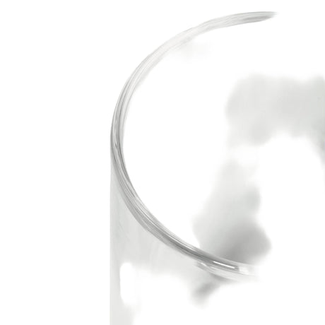 Close-up of the Vesper Gravity Bong's rim and side, showcasing its sleek, cylindrical borosilicate glass design, emphasizing elegance and effortless functionality.