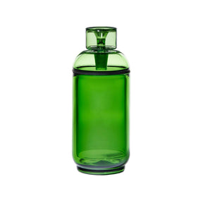 Vesper Gravity Bong, a tall, translucent green container with a green screw-on lid and funnel insert, showcasing sleek design and sturdy construction for smooth, effortless pulls.