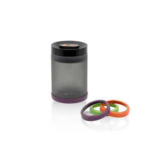 Airtight Vacuum Pump Storage Jar - Glass - 800ml, featuring a close-up of a black vacuum-sealed lid and colorful silicone rings for organized, UV-resistant herb storage.