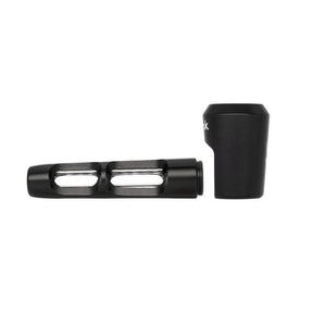 Aluminum and Glass Spoon Pipe - Black with sleek design, glass airway, and aluminum shell for portability and flavor preservation, featuring a deep bowl and integrated screen.
