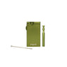 Aluminum Dugout & One Hitter featuring a metal one-hitter pipe, magnetic poker tool, and deep storage compartment for herbs, designed for portability and durability.