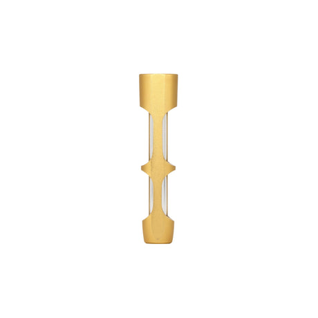 Aluminum & Glass Chillum One Hitter, a gold-colored, slender, durable pipe with enclosed glass chillum, ideal for discreet, portable use.