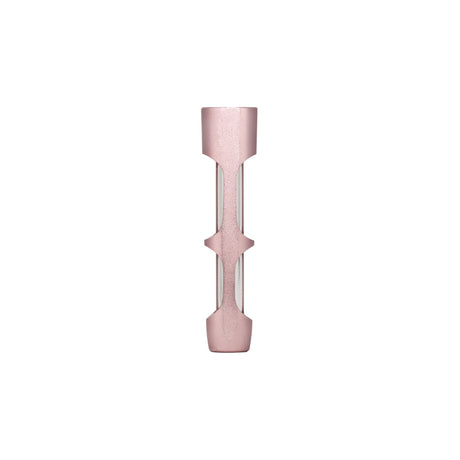 Aluminum & Glass Chillum One Hitter with a sleek, slender design, featuring a durable metal shell housing a removable glass chillum for portable use.