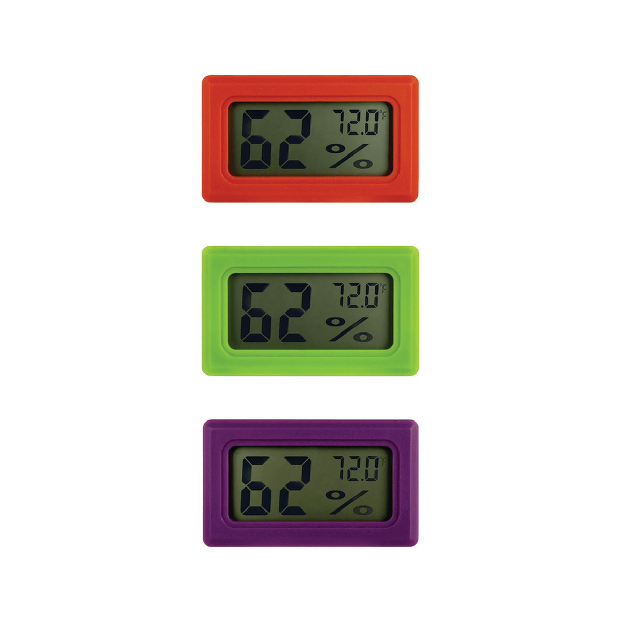 Digital Hygrometer - 6 pack with LCD display, showing temperature and humidity percentages, ideal for jars and storage, ensuring accurate environmental monitoring.