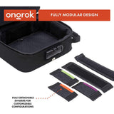 Large Smell Proof Case with Combo Lock by ONGROK, featuring a modular design with detachable dividers and padded mesh interior for customizable storage solutions.
