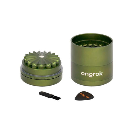 Mini 5 Piece Flower Petal Toothless Grinder with Storage - Black, featuring a cylindrical design, built-in airtight storage chamber, and easy-clean removable screen for consistent grinding.