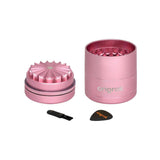 Mini 5 Piece Flower Petal Toothless Grinder with Storage - Black; cylindrical design with built-in storage and precision grinding features.