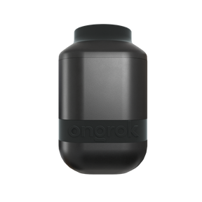 Personal Smoke Filter - Version 2 - Black: A sleek cylindrical device with a black exterior, designed for discreet odor control and featuring a comfortable silicone mouthpiece.