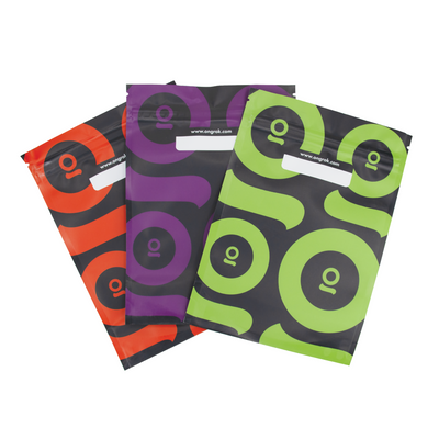 ONGROK Smell Proof Color-Coded Mylar Bags, featuring airtight, durable design with writable labels for organized storage of herbs and spices.