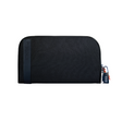 Smell Proof Wallet - Large - Black, featuring a zipper, crafted from durable fabric for odor protection and organization with color-coded pockets and a secure lock.