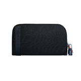 Smell Proof Wallet - Large - Black, featuring a zipper, crafted from durable fabric for odor protection and organization with color-coded pockets and a secure lock.