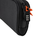 Close-up of the Smell Proof Water-Resistant Wallet featuring a waterproof zipper and compartments, designed for odor absorption and secure storage with a combo lock.