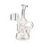 Flood Mini Recycler Dab Rig with a glass body and pink handle, featuring a compact recycler system for enhanced flavor and smooth hits.