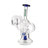 Ooze Surge Mini Recycler Dab Rig features a clear glass structure with a blue and white handle, designed for enhanced terpene flavors and smooth hits.