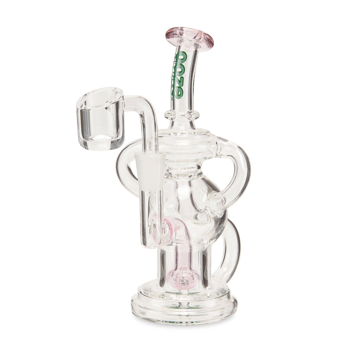 Swell Mini Recycler Dab Rig with intricate glass tubing, designed to enhance concentrate flavors, featuring a recycler system for smooth, filtered inhales.