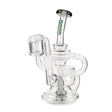 Ooze Undertow Mini Recycler Dab Rig - Midnight Wave, featuring a clear glass design with an intricate recycler system for smooth, terpene-rich hits.