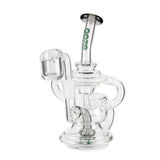 Ooze Undertow Mini Recycler Dab Rig - Midnight Wave, featuring a clear glass design with an intricate recycler system for smooth, terpene-rich hits.