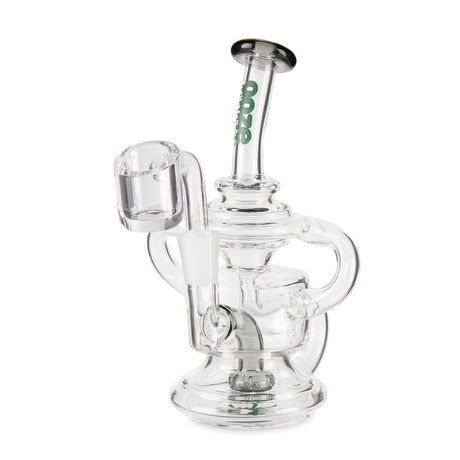 Ooze Undertow Mini Recycler Dab Rig - Midnight Wave, featuring a clear glass design with an intricate recycler system for smooth, terpene-rich hits.
