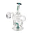 Ooze Undertow Mini Recycler Dab Rig - Midnight Wave features a glass bong with a green handle, designed for smooth hits with a recycler system.